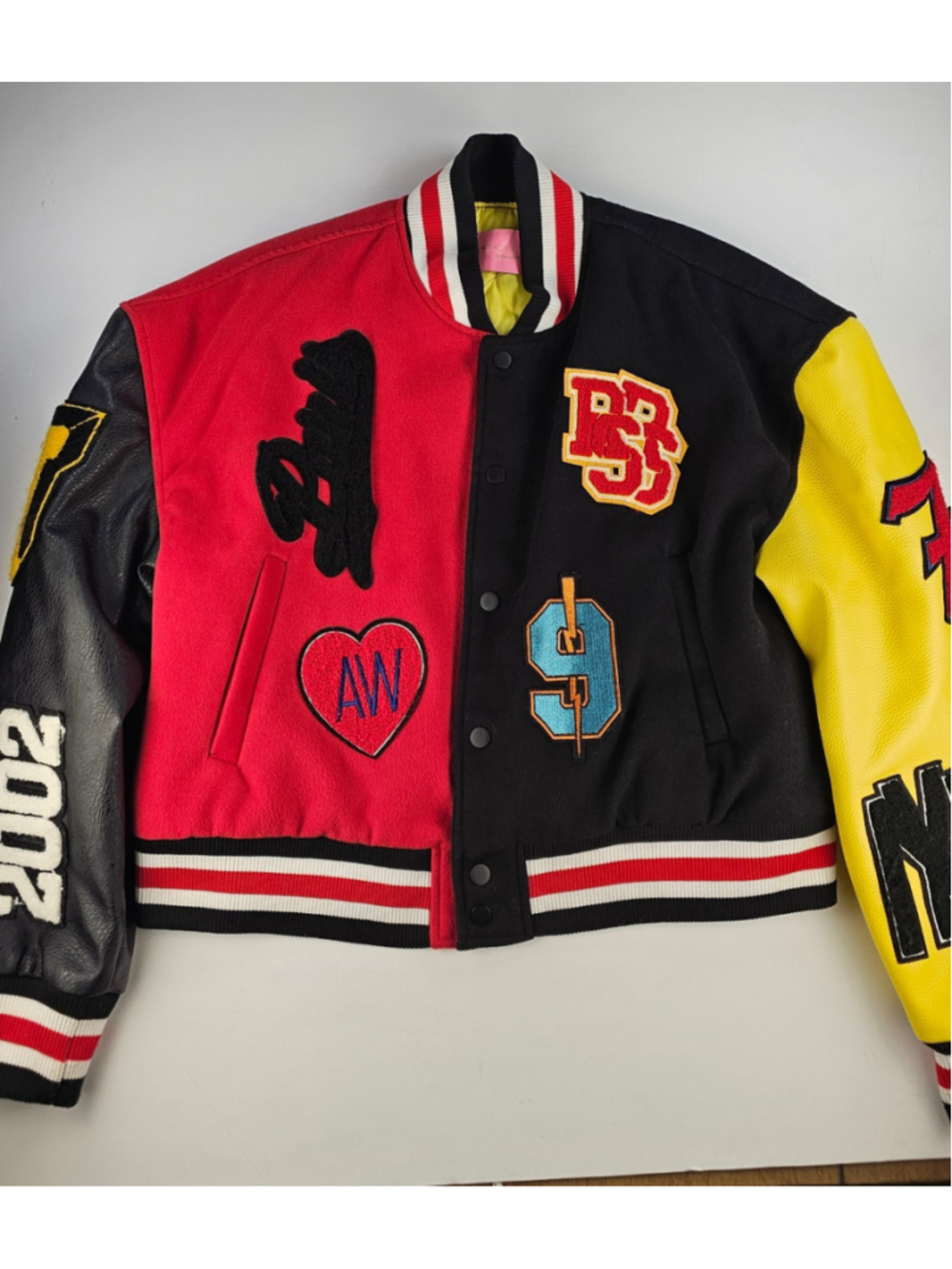 Azalea Wang RUELA-X Varsity Jacket Womens 1X Faux Leather Cropped Y2K Style